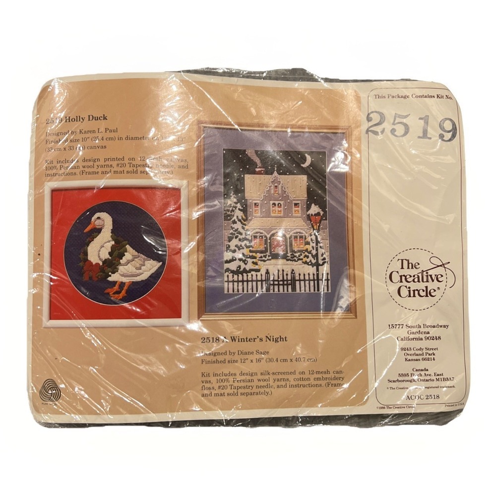The Creative Circle Holly Duck & A Winters Night Cross Stitch Kit Granny Vintage